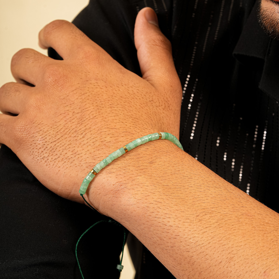 Green Aventurine Natural Stone Bracelet for Luck, Prosperity, and Emotional Healing