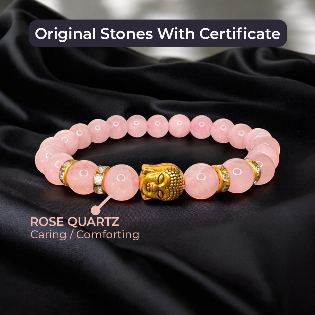 Rose Quartz Natural Stone Buddha Bracelet