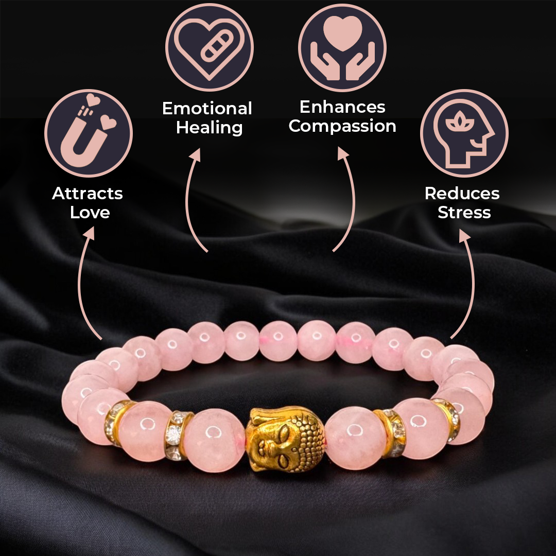 Rose Quartz Natural Stone Buddha Bracelet