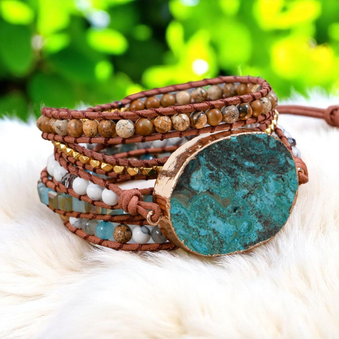 Healing Ocean Jasper Stone Wrap Bracelet