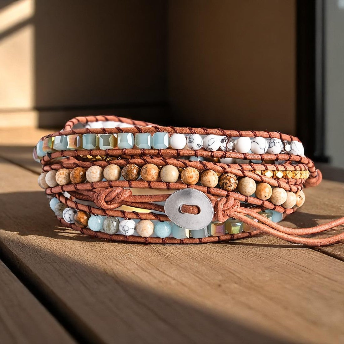 Healing Ocean Jasper Stone Wrap Bracelet
