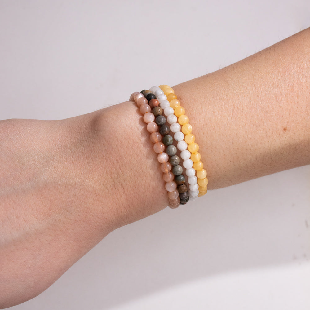 Cancer Zodiac Energy Stone Stack of 4 Bracelet