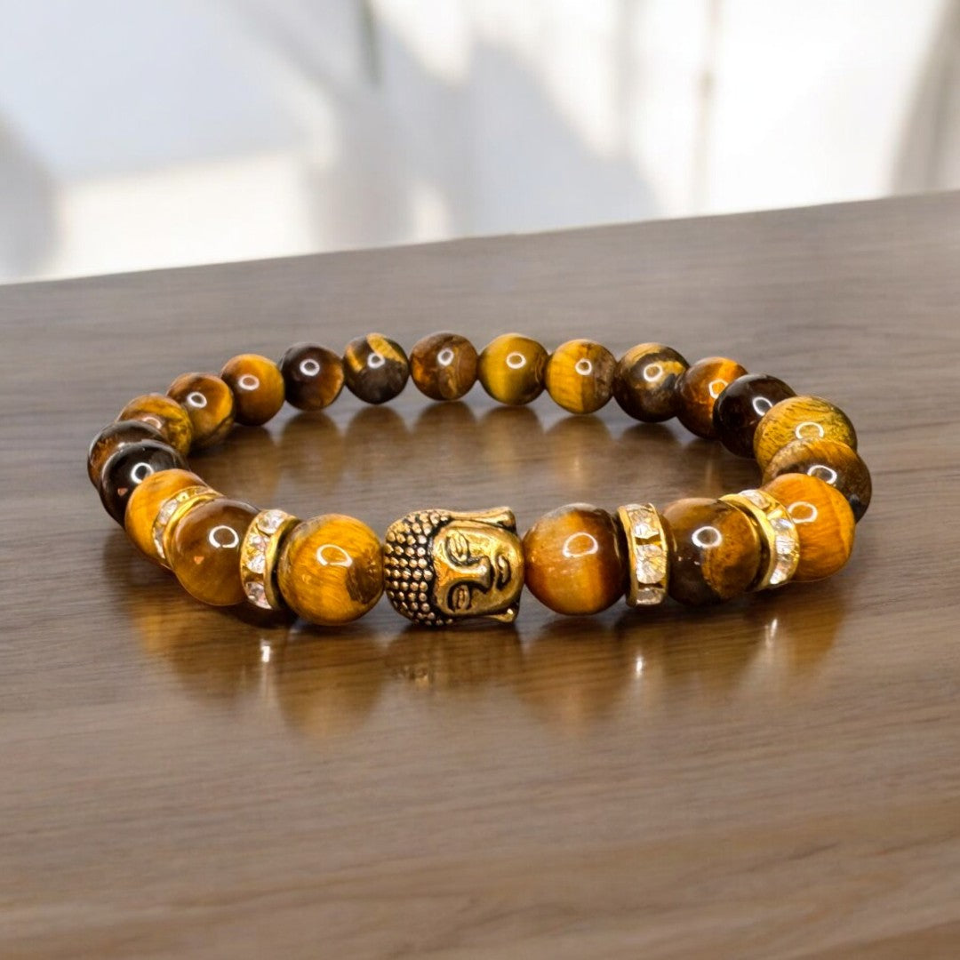 Tiger Eye Natural Stone Buddha Bracelet