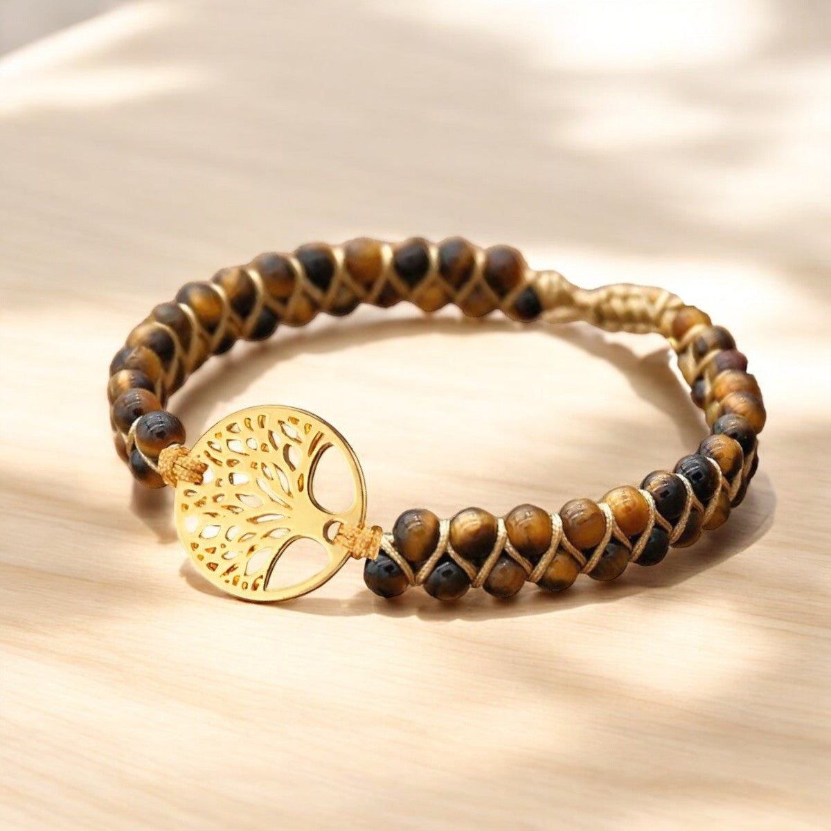 Tiger Eye Stone Tree of Life Bracelet