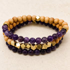 Amethyst & Rosewood Crystal Bracelet Stack - Set of 3
