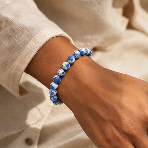 Rare K2 Stone Bracelet 8mm worn on woman's wrist