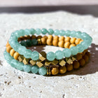 Green Aventurine & Rosewood Bracelet Stack - Set of 3