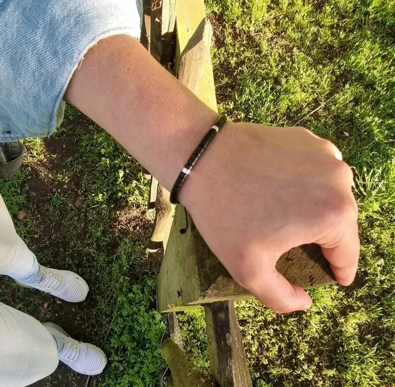 Black Onyx Natural Stone Bracelet for Stone of Protection, Strength & Focus