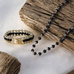 Karungali Malai Silver Cap + Karungali Silver Plated Bracelet Modern