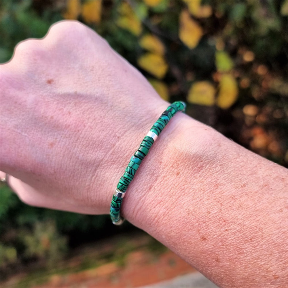 Malachite Natural Stone Bracelet for Stone of Protection, Transformation & Inner Strength