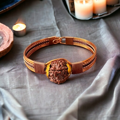 11 Mukhi Original Nepali Pure Copper Rudraksha Bracelet - Gyaarah Mukhi - Soultheory certified