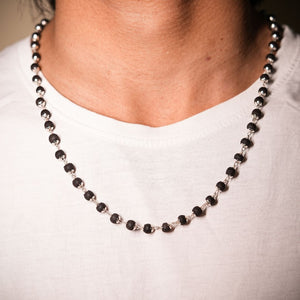 Karungali Malai Silver Cap Plated Necklace