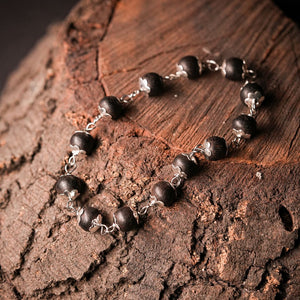Karungali Malai Silver Cap Bracelet - Ebony Wood