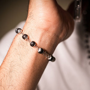 Karungali Malai Silver Cap Bracelet - Ebony Wood