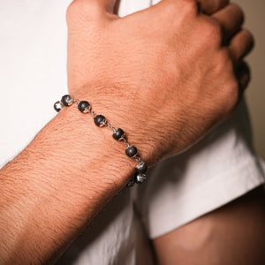 Karungali Malai Silver Cap Bracelet - Ebony Wood