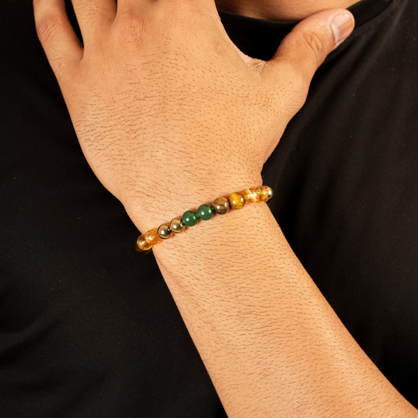 Natural Money Magnet Bracelet - Pyrite, Tiger Eye, Citrine & Aventurine with Certificate