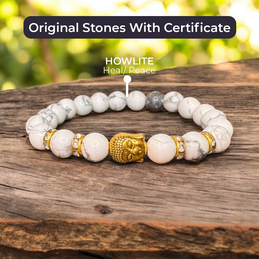 Howlite Natural Stone Buddha Bracelet