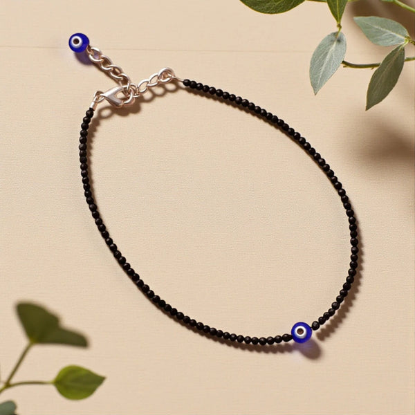 Black Tourmaline Anklet with Evil Eye (Nazar) Charm
