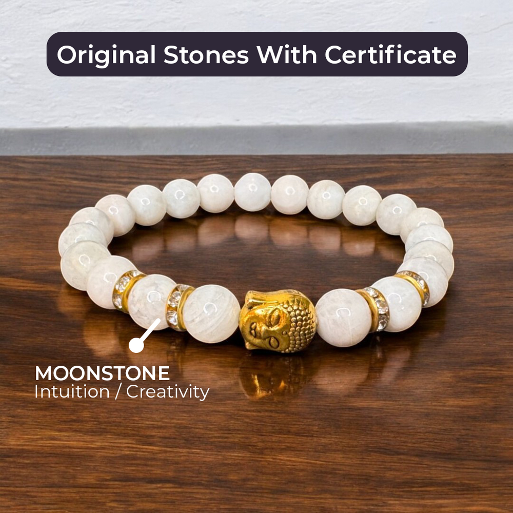 Moonstone Natural Stone Buddha Bracelet