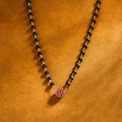 Karungali Mala with 5 Mukhi Rudraksha Silver Cap - Soultheory certified