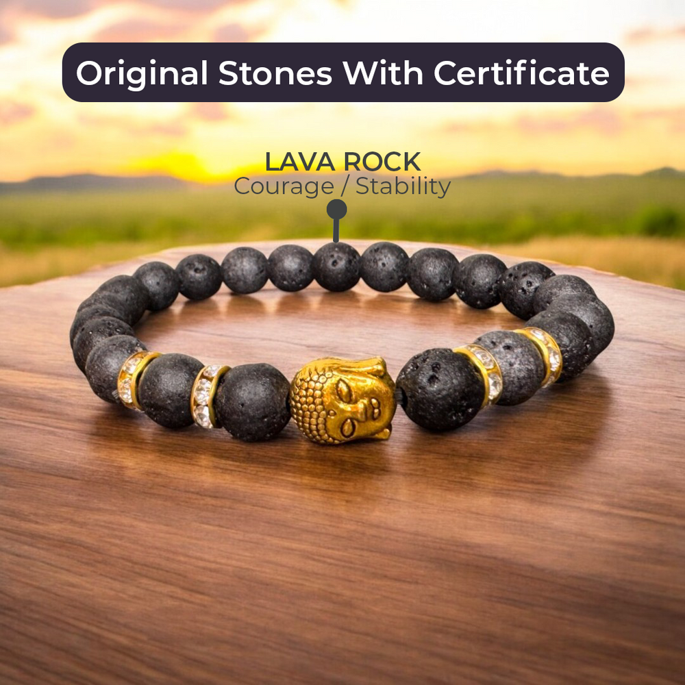 Lava Rock Natural Stone Buddha Bracelet
