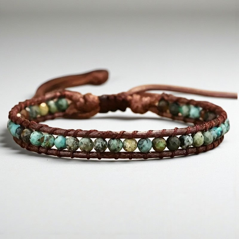 African Turquoise Natural Stone Wrap Bracelet