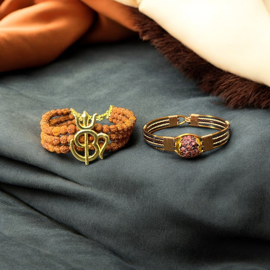 Rudraksha Trident Bracelet+ Pure Copper Bracelet (Combo)