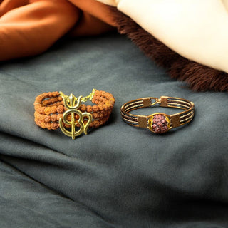 Rudraksha Trident Bracelet+ Pure Copper Bracelet (Combo)
