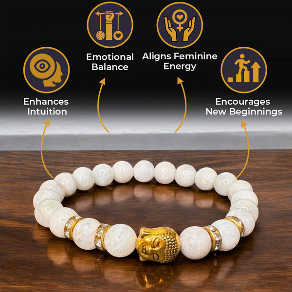 Moonstone Natural Stone Buddha Bracelet