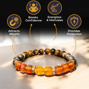 Wealth Bracelet with Citrine, Pyrite, Tiger Eye, Red Carnelian Stones