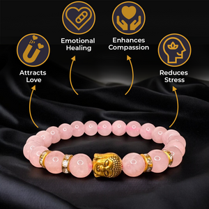 Rose Quartz Natural Stone Buddha Bracelet