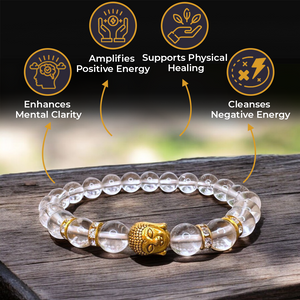 Clear Quartz (Sphatik) Natural Stone Buddha Bracelet