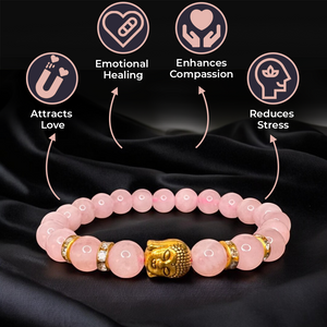 Rose Quartz Natural Stone Buddha Bracelet