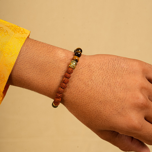 Rudraksh Pyrite and Tiger Eye bracelet for Peace, Courage and Success