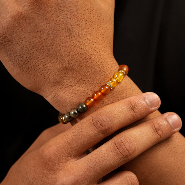 Wealth Bracelet with Citrine, Pyrite, Tiger Eye, Red Carnelian Stones