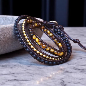 Tiger Eye Triple Layer Protection Wrap Bracelet