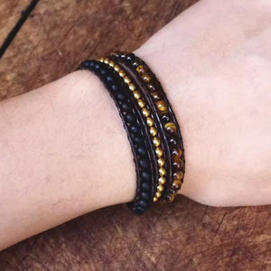 Tiger Eye Triple Layer Protection Wrap Bracelet