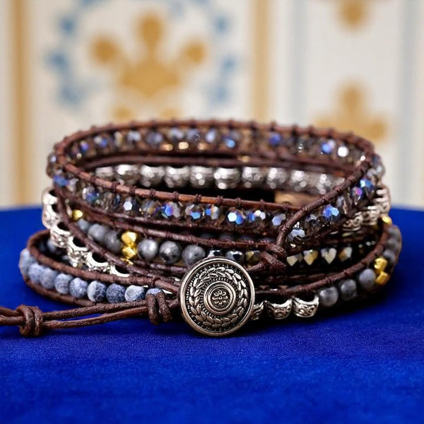 Natural Black Onyx Wrap Bracelet for Strength, Focus & Protection