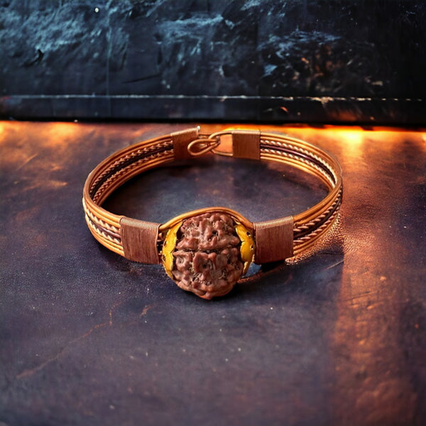 4 Mukhi Original Nepali Pure Copper Rudraksha Bracelet - Chaar Mukhi