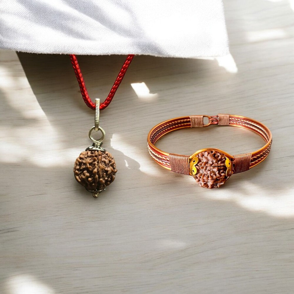 5 Mukhi Nepali Rudraksha + Pure Copper Bracelet (Combo)