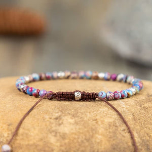 Tibetan Energy Purple Imperial Jasper Natural Stone Bracelet