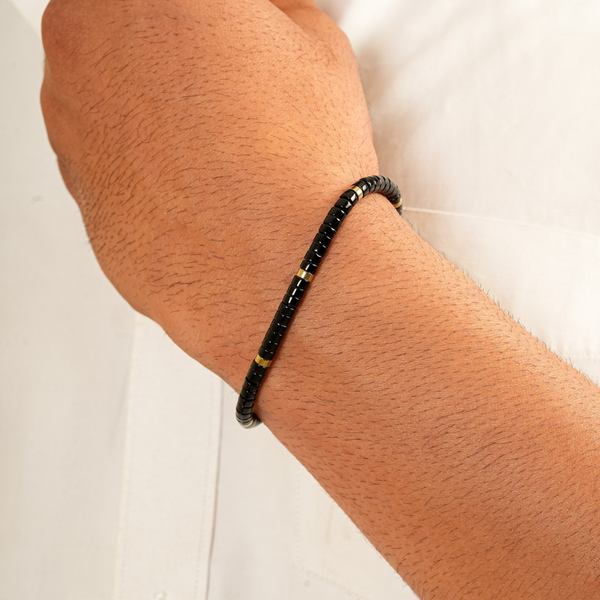 Black Onyx Natural Stone Bracelet for Stone of Protection, Strength & Focus