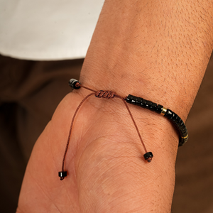 Black Onyx Natural Stone Bracelet for Stone of Protection, Strength & Focus