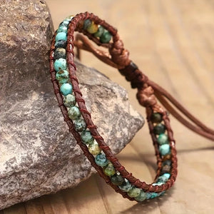 African Turquoise Natural Stone Wrap Bracelet