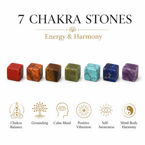 Guide to seven chakra stones from red jasper to amethyst with golden hematite for energy and harmony