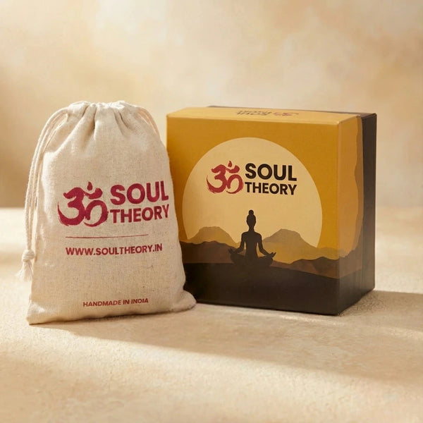 7 mukhi rudraksha Om Shree necklace with Soultheory handmade gift box and cloth pouch