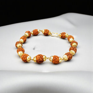 Gold Plated Rudraksha Bracelet Men
