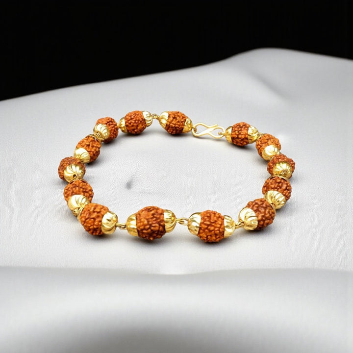 Gold Plated Rudraksha Bracelet Men - Soultheory certified