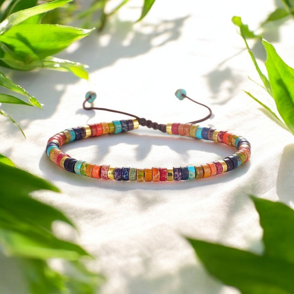Chakra Natural Stone Bracelet for Energy Balance, Healing, and Positivity