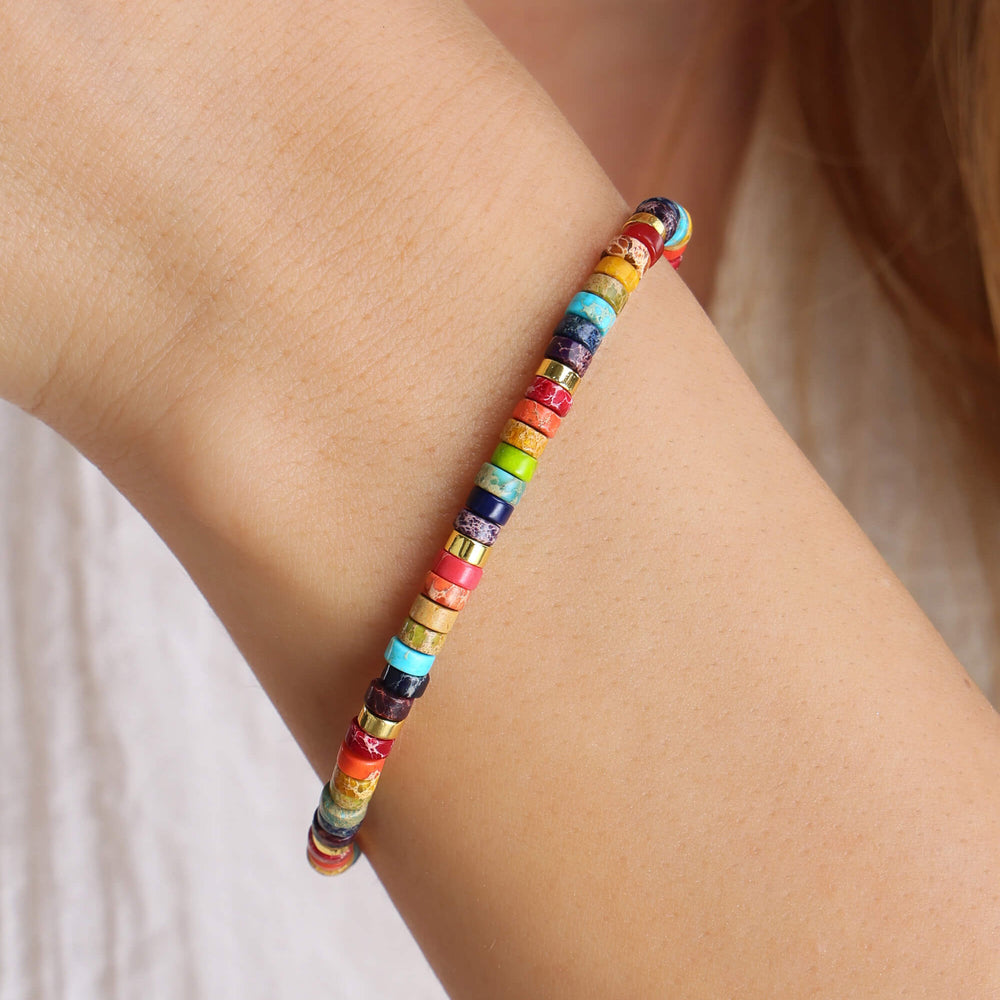 Chakra Natural Stone Bracelet for Energy Balance, Healing, and Positivity